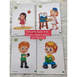 FLASHCARDS  SUPERMINDS 1 - SIZE A5 -2 MẶT -ép Plastics