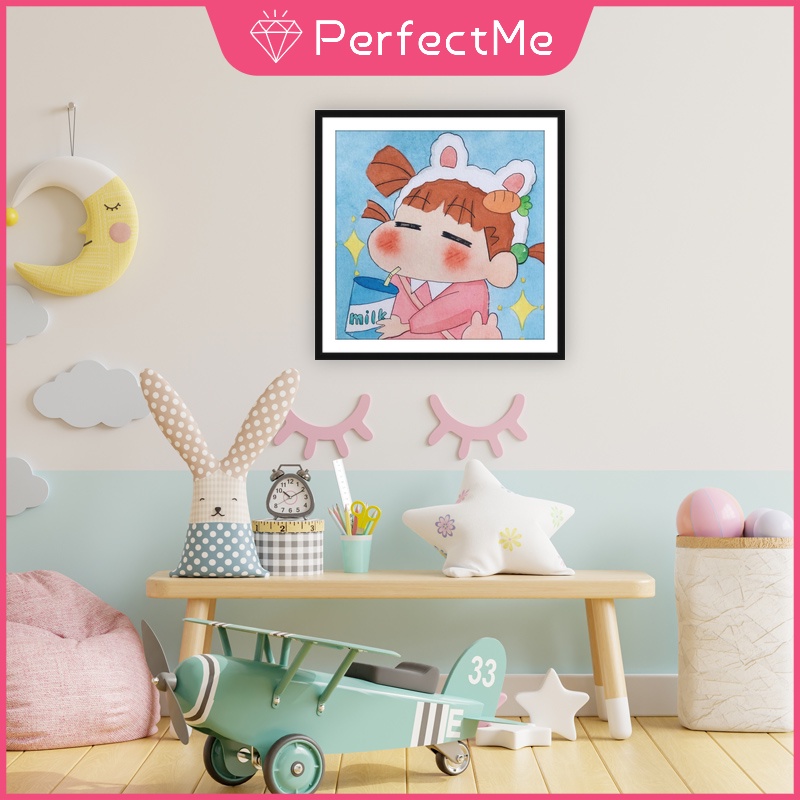 Bộ tranh đính đá 5D họa tiết cậu bé bút chì độc đáo kích thước 30x30cm