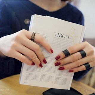Set 3 nhẫn đính đá màu đen sáng tạo độc đáo