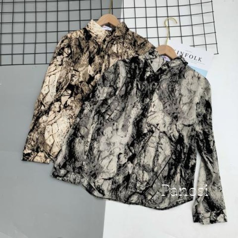 Áo sơ mi nữ họa tiết độc lạ sang chảnh chất lụa mềm mát