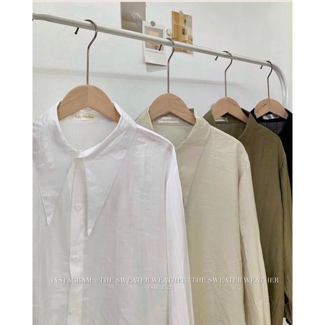 Áo sơmi trơn đũi nhăn cổ nhọn hàng chuẩn l1