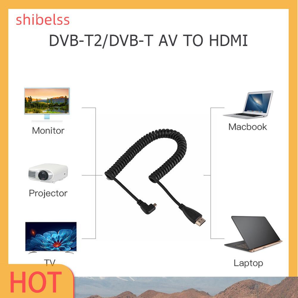 （ʚshibelss）Right Angled 90 Degree Micro HDMI to HDMI Cable Telescopic Spring HDMI Wire