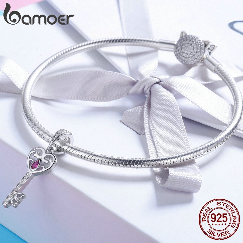 Phụ Kiện Bamoer Bằng Bạc 925 Làm Trang Sức Hình Trái Tim Thời Trang