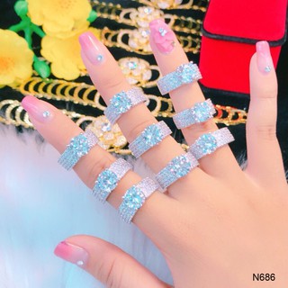 Nhẫn bạc nữ đính đá hột cao bản lớn thiết kế cao cấp Orin N686