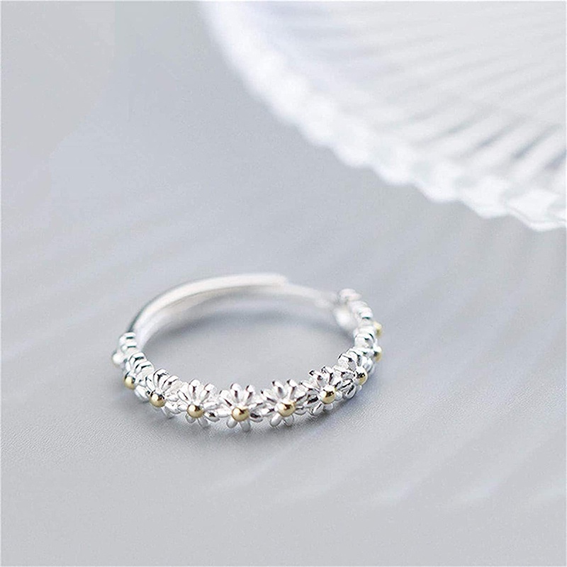 Nhẫn hở điều chỉnh được hình hoa cúc đơn giản cổ điển thanh lịch thiết kế mỏng đáng yêu dành cho bạn gái