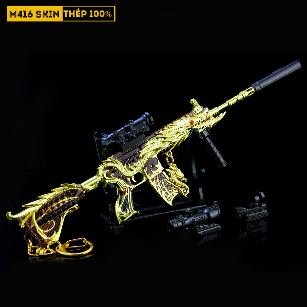 Mô Hình PUBG M416 Skin Ultimate Dragon Tặng Kèm 3 Scope Và Kệ Trưng Bày 19cm