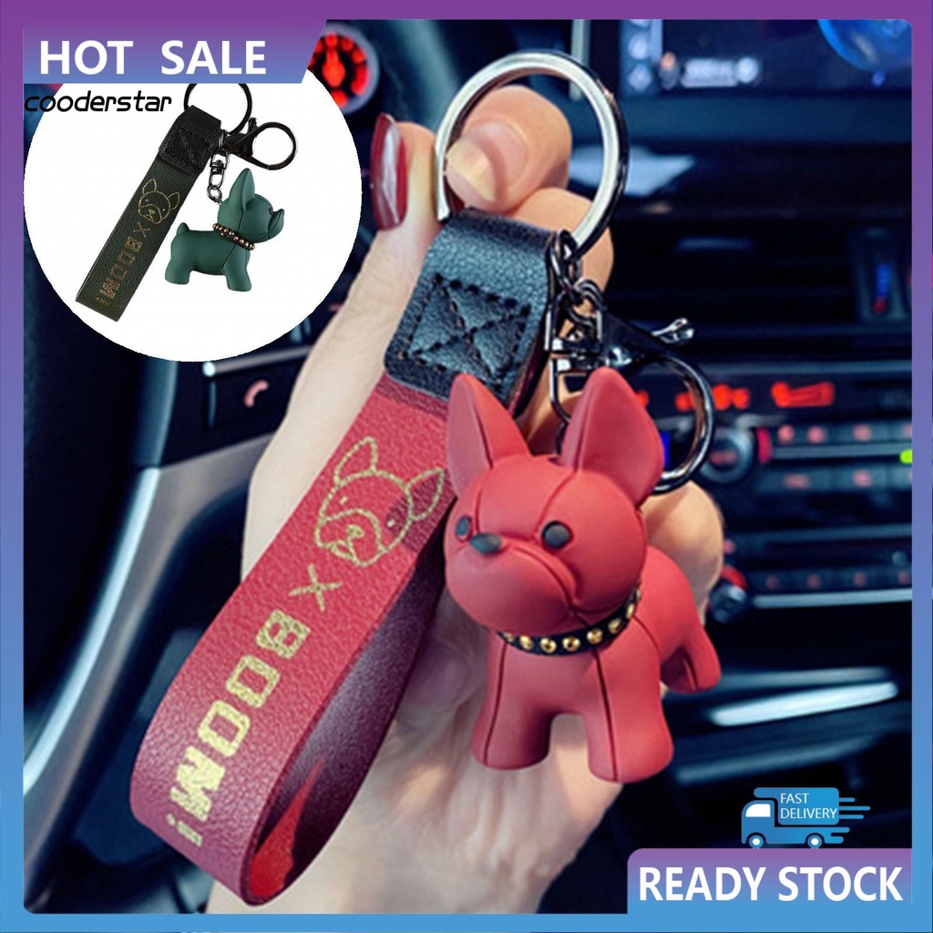 Móc chìa khóa hình chó bull pháp chất liệu an toàn dùng treo điện thoại đa năng tiện dụng