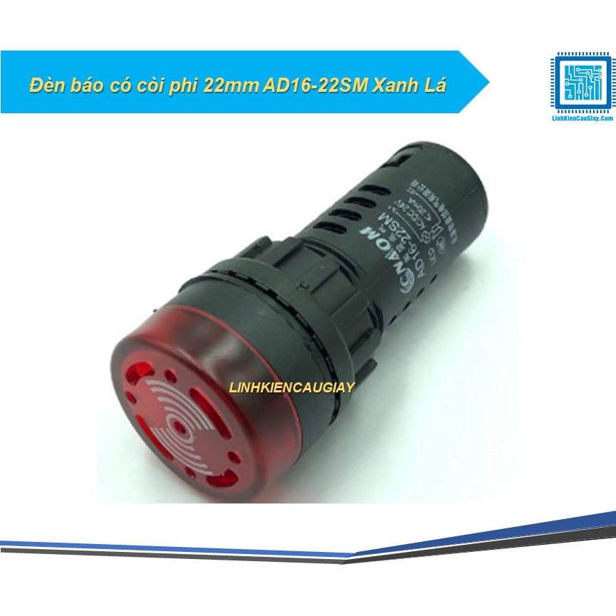 Đèn báo có còi phi 22mm AD16-22SM Màu xanh lá