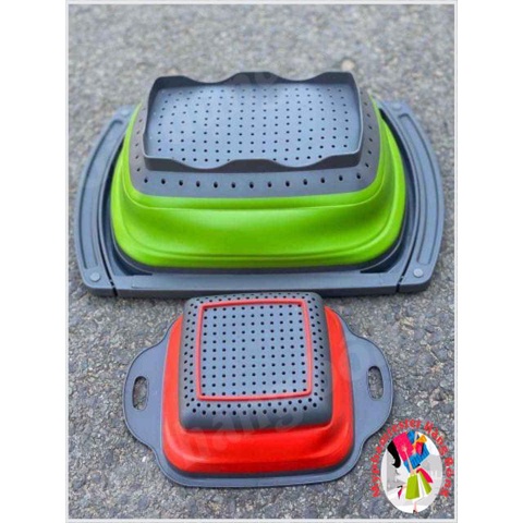 Set 2 rổ silicon gấp gọn hàng đẹp