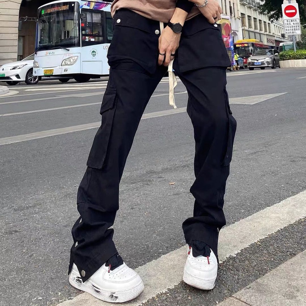 Quần Button Cargo Pant kaki cực ngầu ( túi hộp &amp; 3 cúc bấm ) kiểu dáng Streetwear