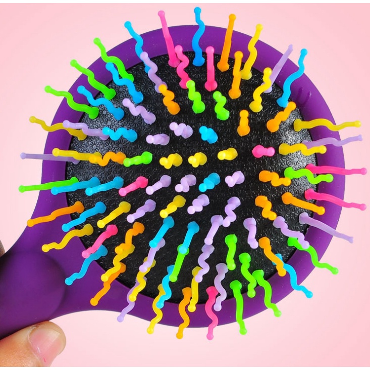 Lược kèm gương Rainbow răng lược với thiết kế sóng S-Curl tiện lợi, Lược gương Rainbow lược gỡ rối Massage dầu kèm gương