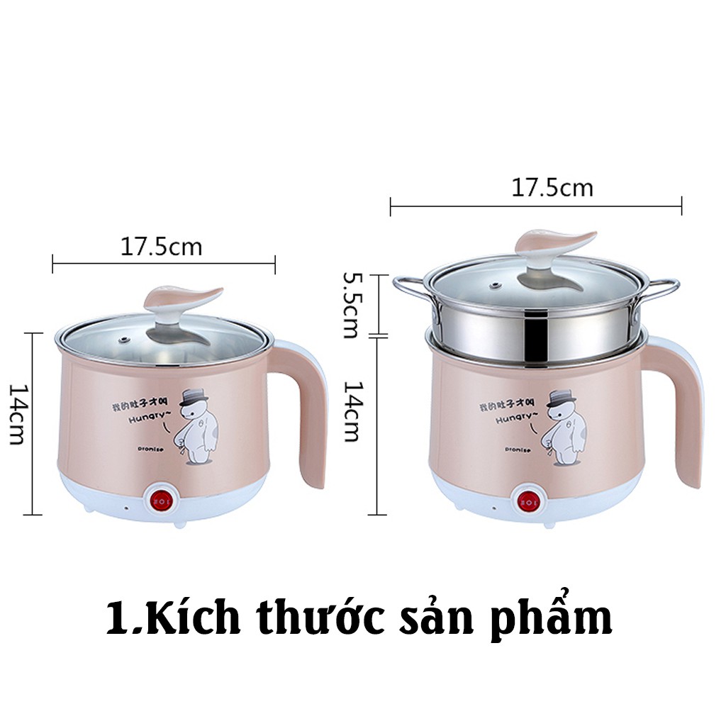 Nồi Lẩu Điện Mini Đa Năng Dung Tích 1.8L Tặng Kèm 7 Món Giá Có Tay Cầm Tiện Dụng