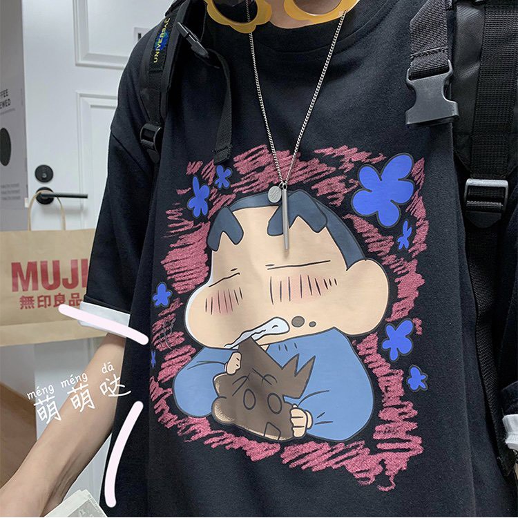 Áo Phông Tay Lỡ Unisex Hình Shin - Hàng Cao Cấp Loại 1, Phong Cách Trẻ Trung ,Chất Liệu Thun Cotton Dày Mịn Thoáng Mát | BigBuy360 - bigbuy360.vn