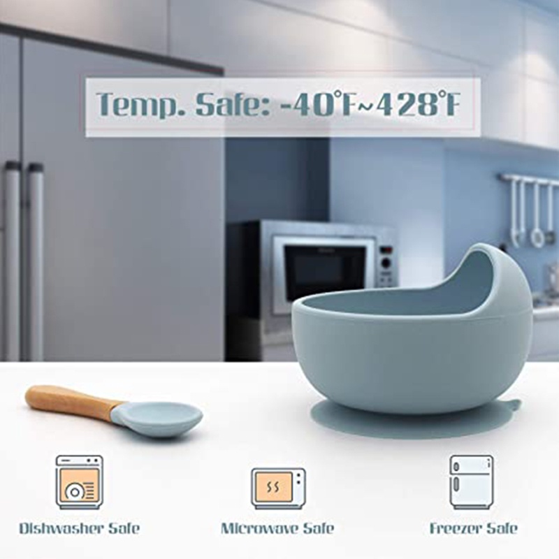 Bộ 4 Món Bát / Muỗng / Ống Hút / Đĩa Ăn Bằng Silicone Cho Bé