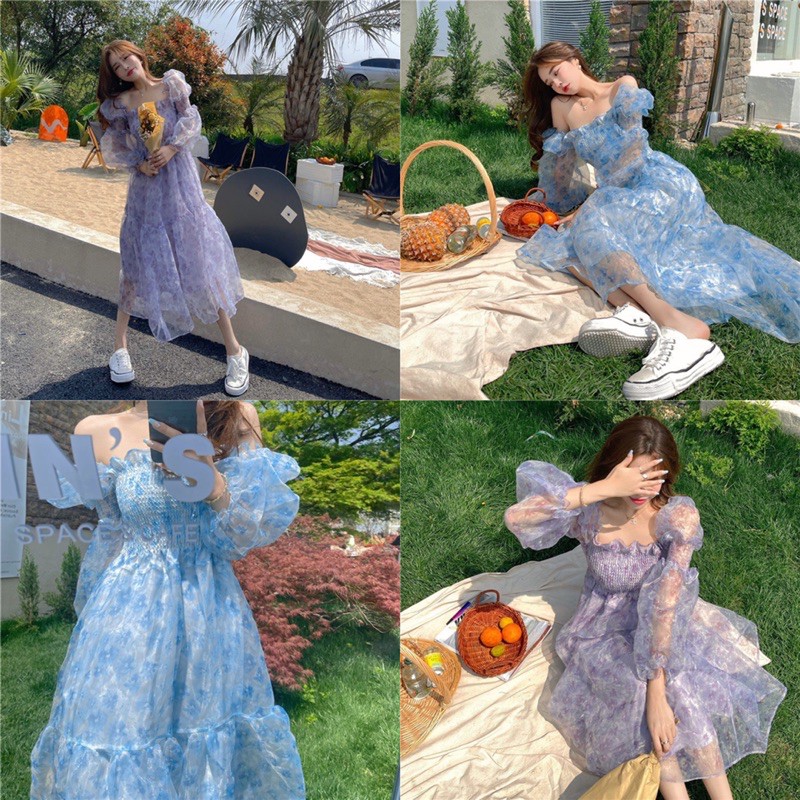 Đầm công chúa voan hoa nhí dáng dài Ulzzang (ảnh thật)