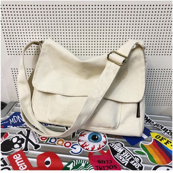 Túi tote giá rẻ vải canvas đeo chéo đi hoc unisex phong cách ulzzang
