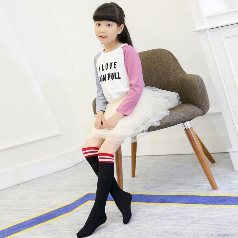 Vớ cotton cổ cao đơn giản tiện lợi giữ ấm dành cho bé gái