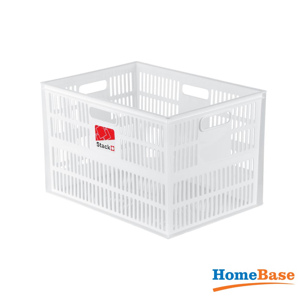 HomeBase STACKO Rổ nhựa để đồ có thể xếp chồng lên nhau Thái Lan 39x28x25cm Trắng