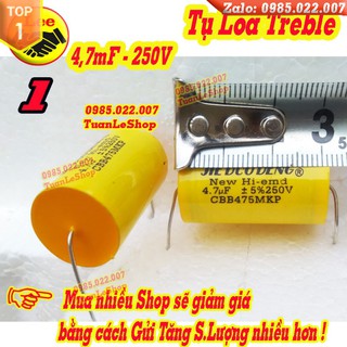Tụ 4.7mf - tụ phân tần 4,7mf 250v vàng tròn - giá 01 cái - tu loa treble