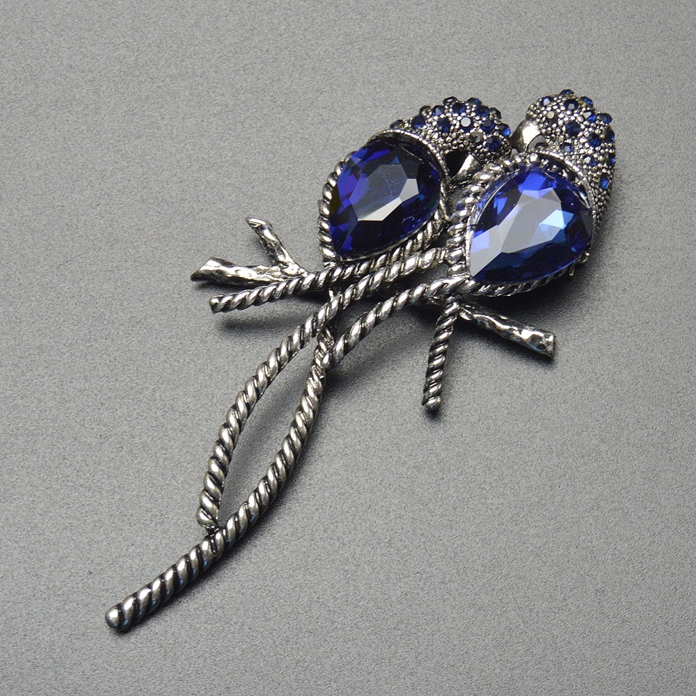 Ghim cài áo hình hai chú chim đính đá dễ thương cho nữ