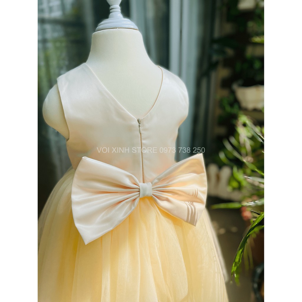 Váy công chúa, đầm công chúa thiết kế màu vàng đính hoa cực kỳ sang chảnh hót của VOI XINH STORE