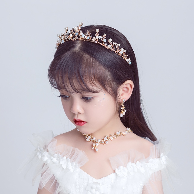 Băng Đô Vương Miện Đính Ngọc Trai Sang Trọng Cho Bé