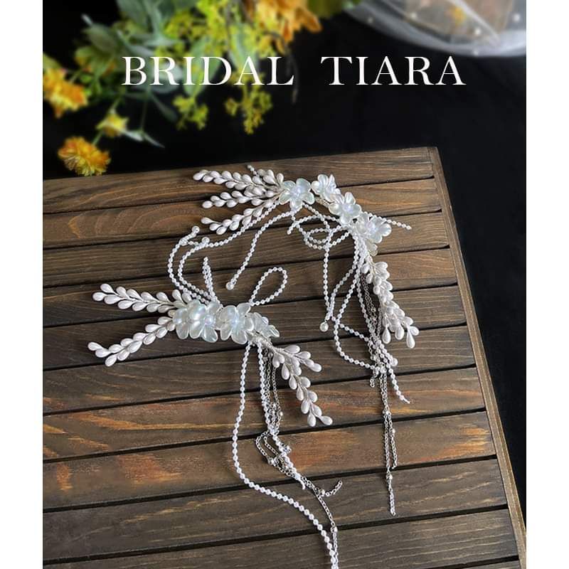 Bộ 2 cài tóc cô dâu trắng phong cách Hàn Quốc, phụ kiện cài tóc cô dâu, phụ kiện cưới, cài tóc cô dâ