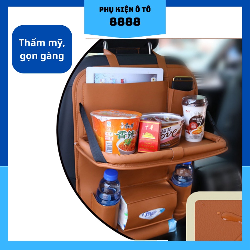 Túi da để đồ treo sau ghế ô tô, siêu đẹp, nhiều ngăn, nhiều túi, bền bỉ, thích hơp mọi loại xe - túi đựng đồ ly nước oto