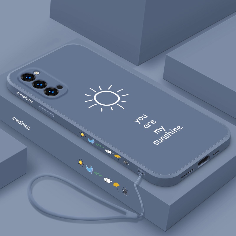 Ốp Điện Thoại Silicon Mềm Hình Mặt Trời Nhỏ Đơn Giản Có Dây Đeo Cho OPPO RENO 4 PRO 4G RENO 5 PRO
