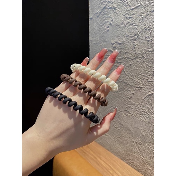 Lò xo cột tóc, chun lò xo màu trà sữa, thun màu đơn giản