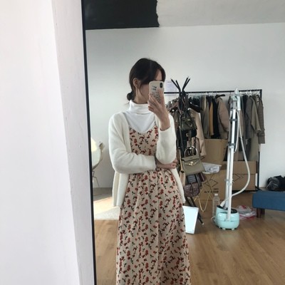 [Sẵn Đỏ] Váy Hai Dây Hoa Nhí Nhung Tăm Eo Cao Hàng Quảng Châu Loại 1 V03 | BigBuy360 - bigbuy360.vn