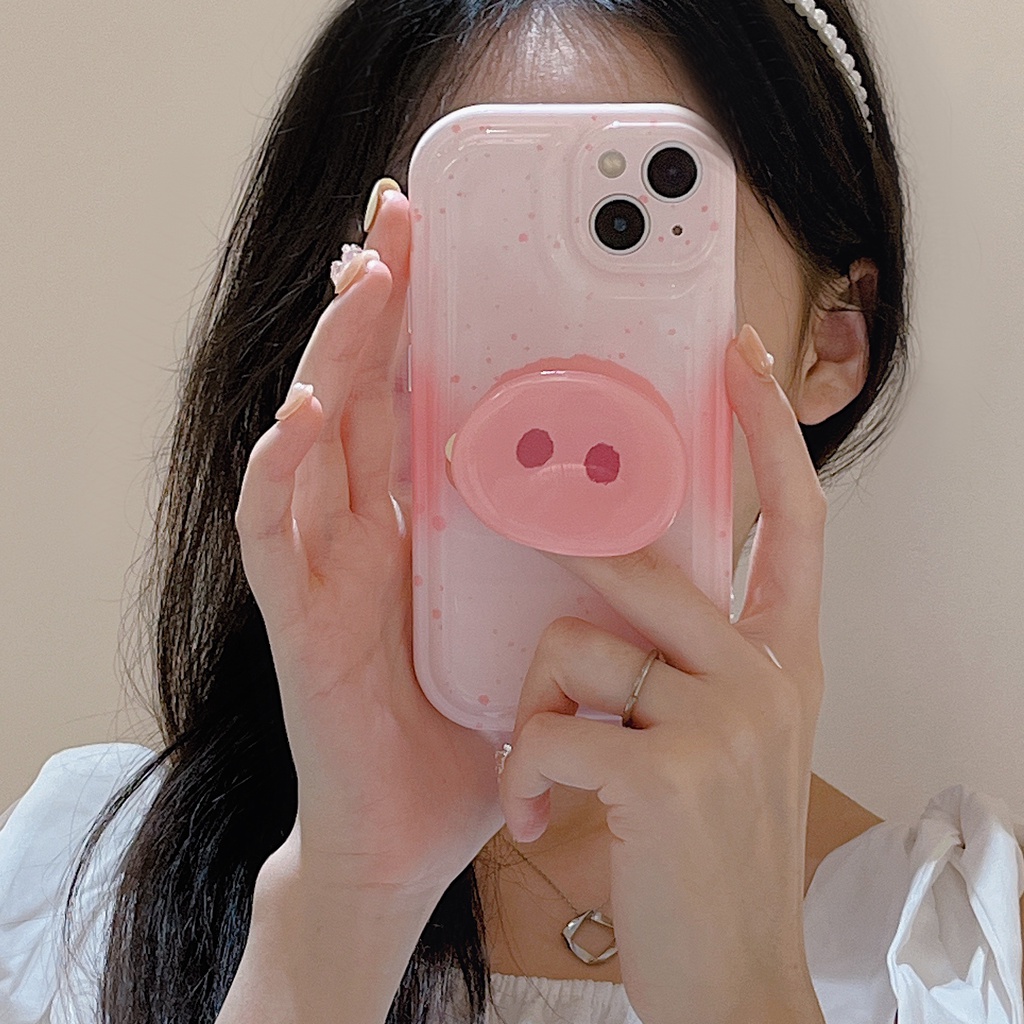 Ốp Điện Thoại Có Giá Đỡ Hình Chú Heo Cho Iphone 12 pro max 13 13 pro max11 pro max xs max xr x