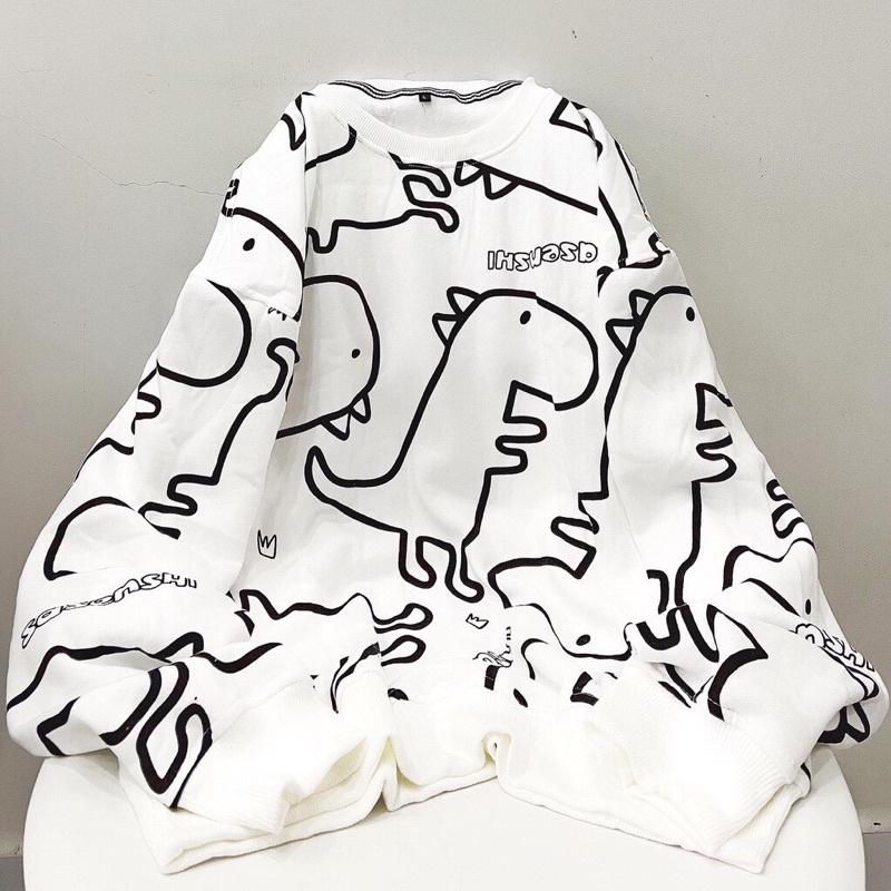 Áo Nỉ Sweater Nỉ Ngoại Khủng Long Unisex Nam Nữ Phong Cách Ulzzang