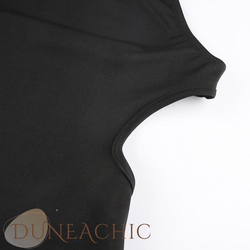 DUNEA Đầm không tay Hở Lưng Màu Trơn Quyến Rũ