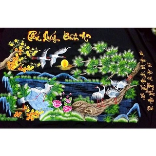 Tranh thêu phú quý bình an thêu vi tính thành phẩm 150*80cm