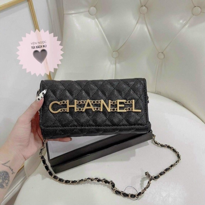 Túi chanel dài đen ❤️Hàng quảng châu❤️túi xách nữ đeo vai đeo chéo da sần