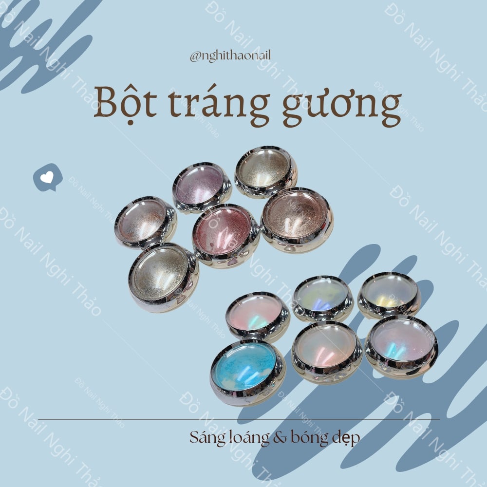 Bột tráng gương LADURA trang trí móng set 6 màu