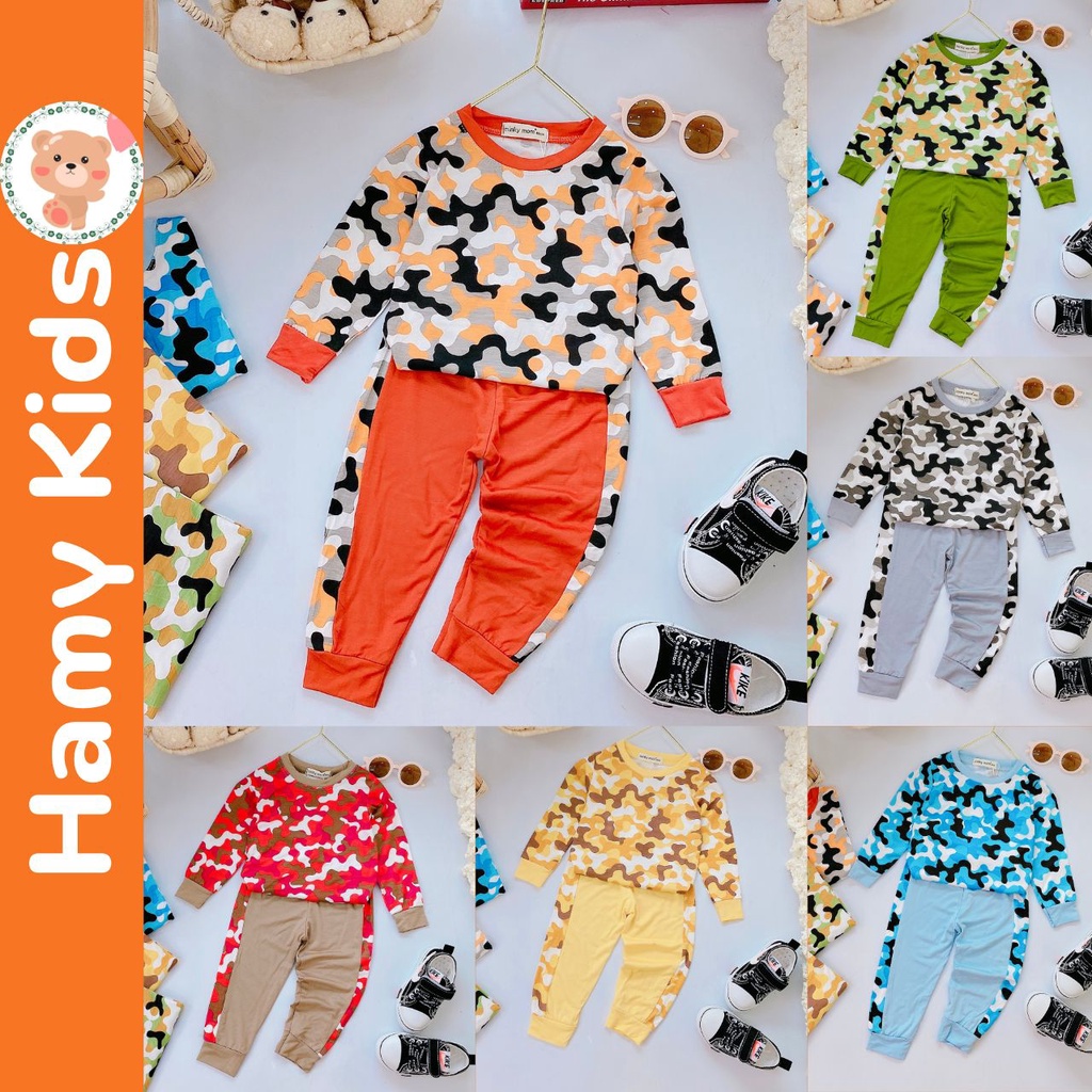 Đồ Bộ Trẻ Em Minky Mom Chính Hãng Thun lạnh Raplan Quần Hoa Văn Lính Nhí Đáng Yêu Cho Bé 0-5 Tuổi Dưới 20kg - Hamykids