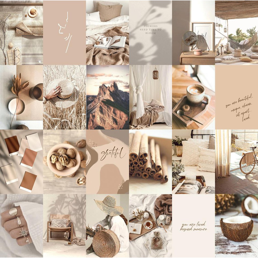 [FREESHIP EXTRA] Wall Collage dán tường trang trí decor phòng ngủ - theme beige