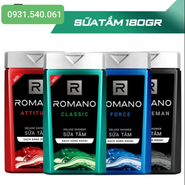 ROMANO_ SỮA TẮM 180G ĐỦ MÙI LỰA CHỌN.