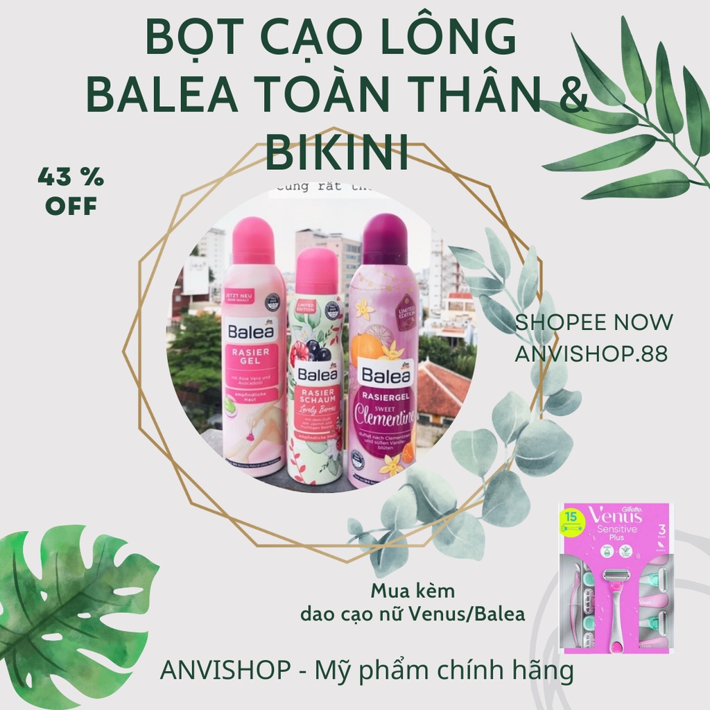 Bọt tẩy lông, gel cạo lông, kem dưỡng sau cạo lông, kem tẩy lông Balea của Đức- Nội địa Đức Đủ Bill