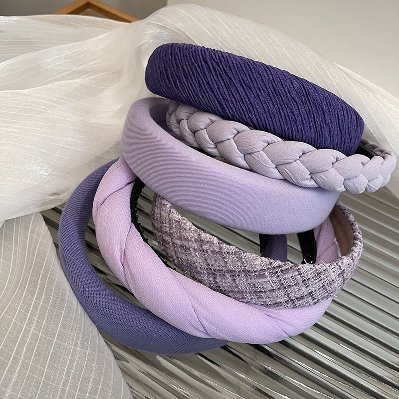 Bờm cài tóc tone màu tím bản to phong cách Hàn Quốc cho nữ YOS