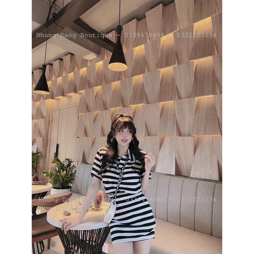 Set áo cổ polo kèm chân váy ôm body