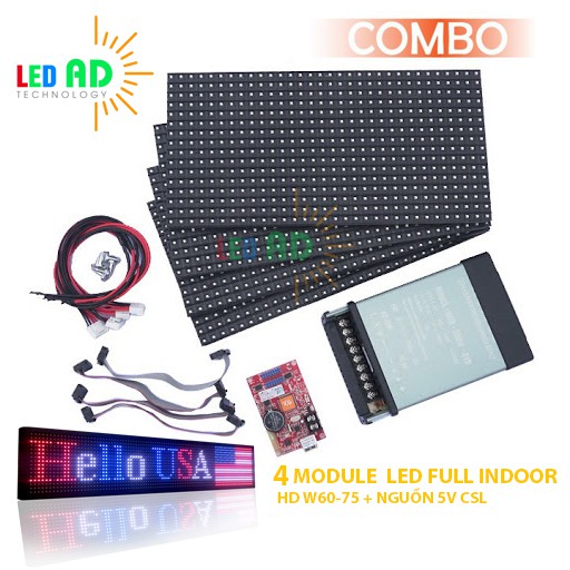 Biển Led Ma Trận 4 Tấm P10 Full Màu Đầy Đủ Phụ Kiện