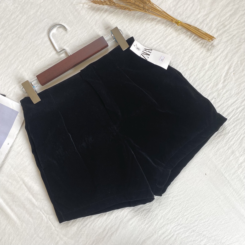 Quần short nhung,sooc nhung ống rộng dáng phồng dày dặn mix đồ siêu xinh