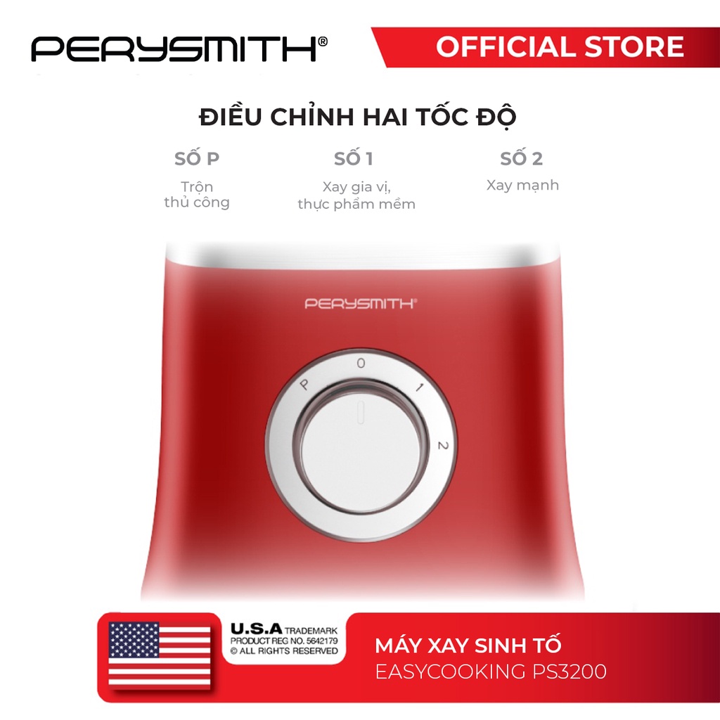 [Mã ELHA22 giảm 5% đơn 300K] Máy xay sinh tố PerySmith tốc độ cao PS3200