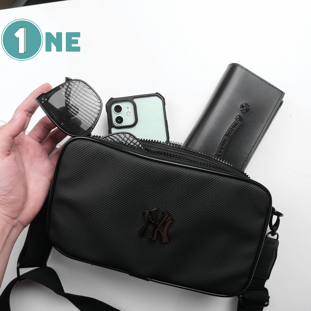 ( Chuẩn Hãng ) Túi Đeo Chéo Nam MLB NY 2 Bag Black Full Tag Mac
