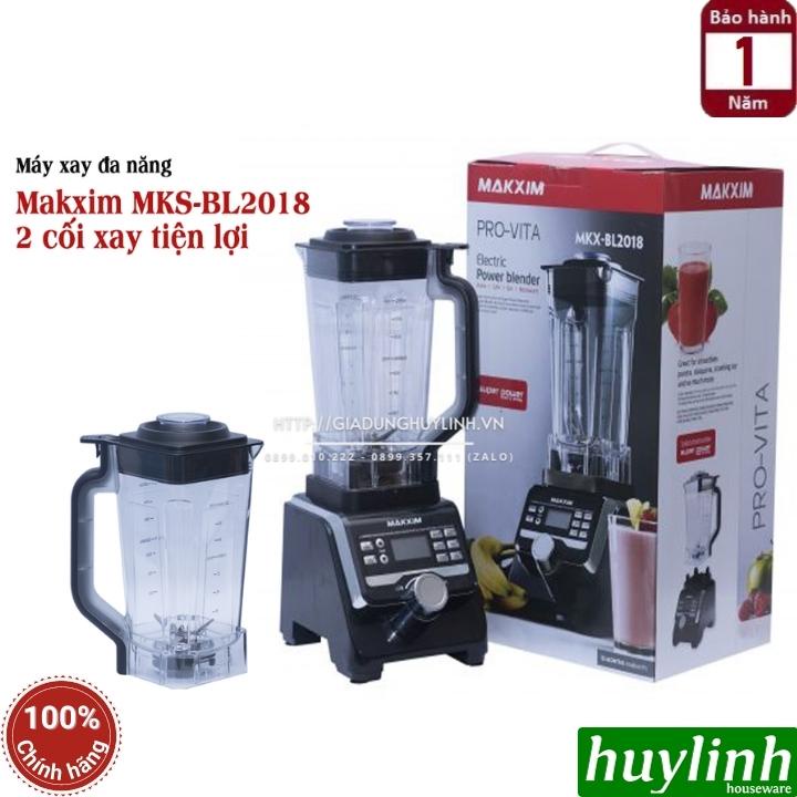 [Mã ELHAMS5 giảm 6% đơn 300K] Máy xay sinh tố công nghiệp Makxim BL2018 - 2 cối - 1400W chuyên dùng cho quán