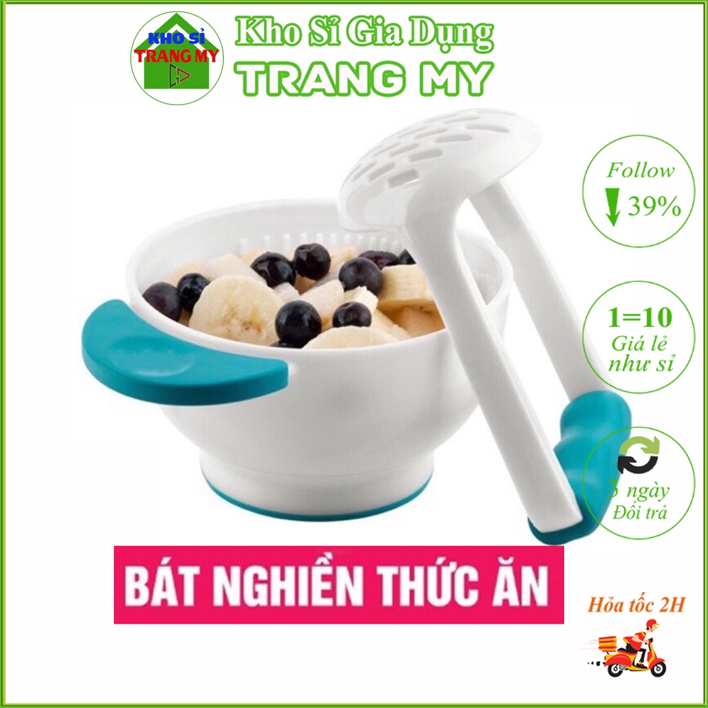 Bộ chén bát nghiền thức ăn, thực phẩm cho bé ăn dặm, tiện lợi đa năng