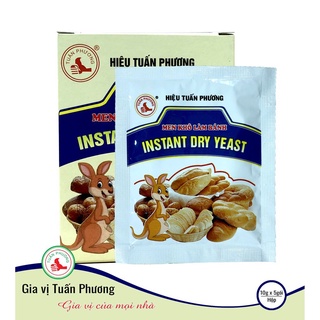 Men nở làm bánh Tuấn Phương, hộp 5 gói x 10g bột nở con chuột, men khô chất lượng dùng làm các loại bánh, HSD còn nhiều